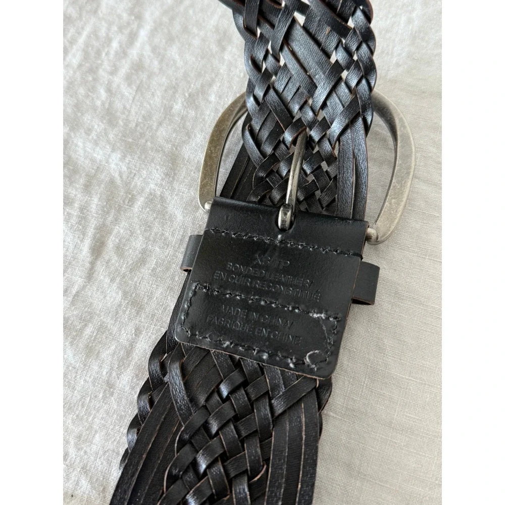 Braided Leather Belt XS Black Boho Western Wide Woven Accessory